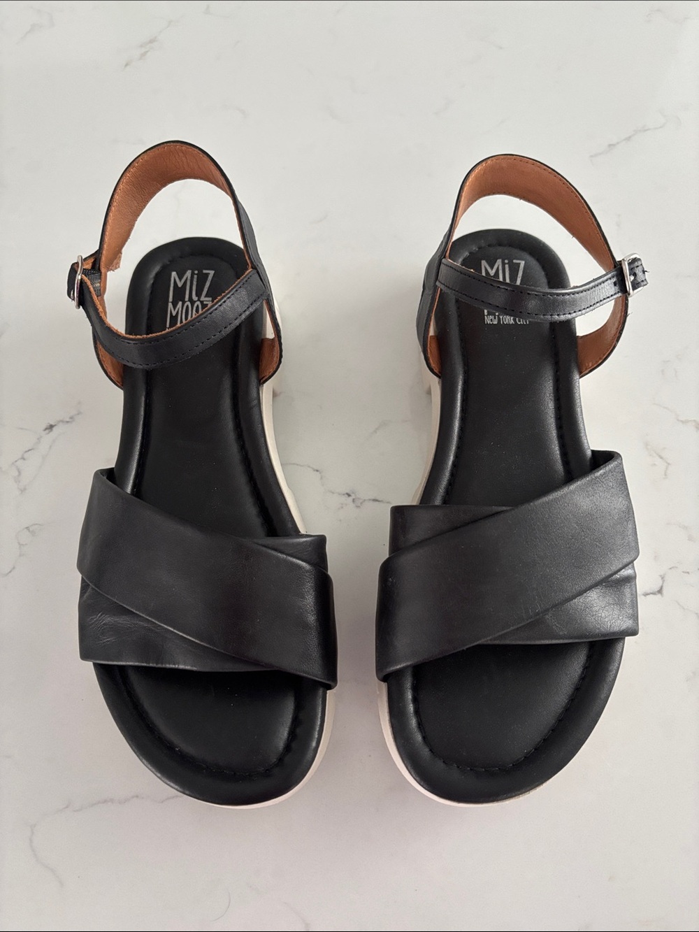 Miz Mooz NEW Caylee Black Leather Crisscross Ankle Strap Sandals | 39 | 8.5-9 US